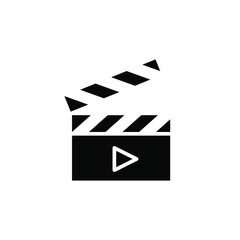 Clapper Icon , Best Logo Design Emblem Isolated Illustration , Template Concept multimedia Business Film Cinema Movie Industry , Outline Solid Background White
