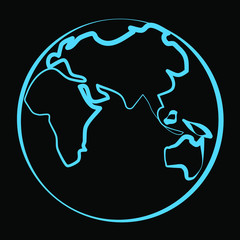 vector illustration of a eath planet neon outline