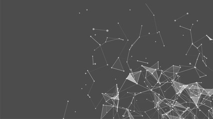 Abstract vector technology background. Network connection structure on grey background.