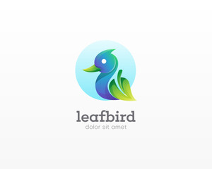 Creative combination leaf with bird vector logo.