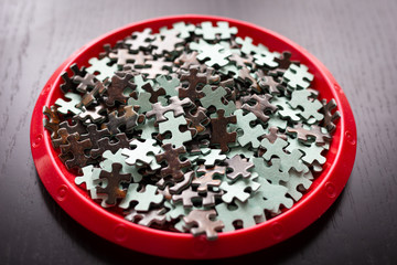 Set of similarly colored pieces, separated during 1000-piece puzzle resolution