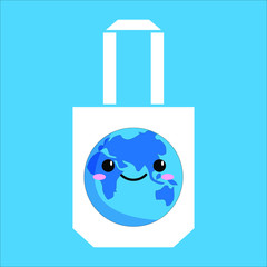 Eco-bag with planet Earth. Vector stock illustration