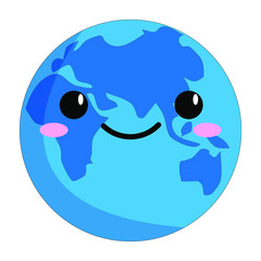 happy earth face vector isolated on white background