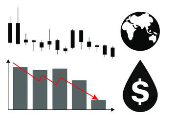 business graph on the world map