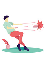 people fight with virus vector