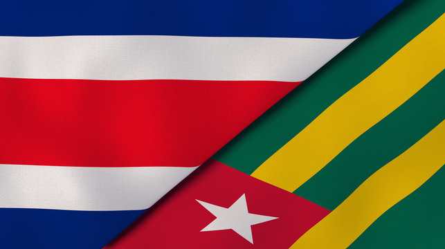The flags of Costa Rica and Togo. News, reportage, business background. 3d illustration
