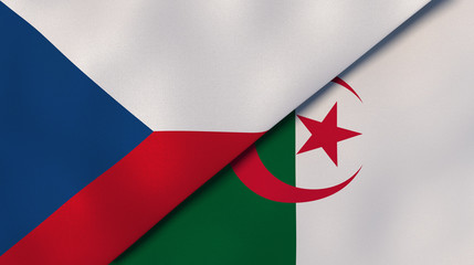 The flags of Czech Republic and Algeria. News, reportage, business background. 3d illustration