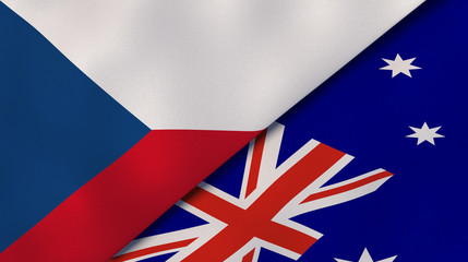 The flags of Czech Republic and Australia. News, reportage, business background. 3d illustration