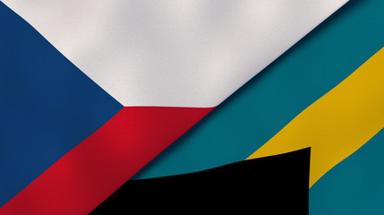 The flags of Czech Republic and Bahamas. News, reportage, business background. 3d illustration