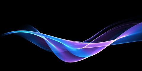 Abstract wave lines pattern dynamic colorful light flowing isolated on black background