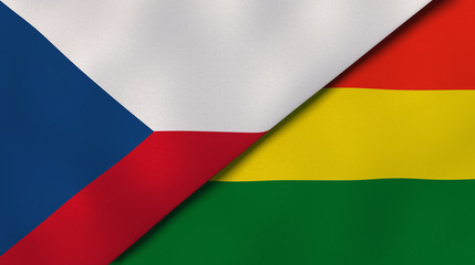 The flags of Czech Republic and Bolivia. News, reportage, business background. 3d illustration