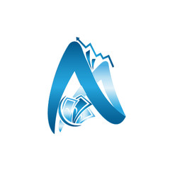 Vector logo illustration with letter A money in blue