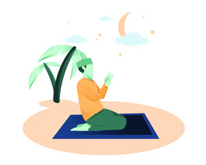 Fototapeta premium Vector Illustration Ramadan Kareem, moslem praying on ramadan