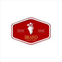 Fruit logo, Grape logo,  grape silhouette with frames, brand and white background