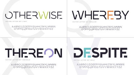 Contemporary geometric uppercase letter set, vector alphabet, typography