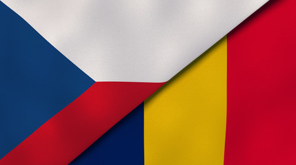 The flags of Czech Republic and Chad. News, reportage, business background. 3d illustration