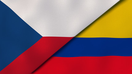 Fototapeta premium The flags of Czech Republic and Colombia. News, reportage, business background. 3d illustration