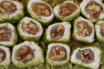 Turkish delight filled with walnut
