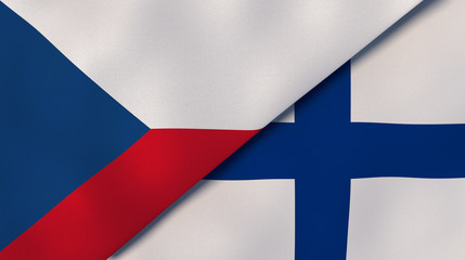 The flags of Czech Republic and Finland. News, reportage, business background. 3d illustration