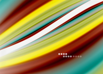 Wave lines abstract background, smooth silk design with rainbow style colors. Liquid fluid color waves. Vector Illustration