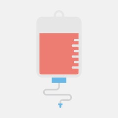 IV bag icon in flat style. Blood bag sign. Blood transfusion symbol.