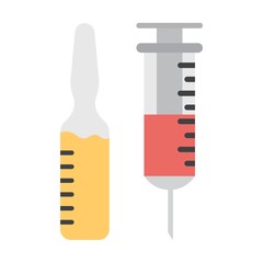 Vaccination syringe and vial icon. Injection syringe and antibiotic symbol. Treatment sign. Healthcare, medical concept.
