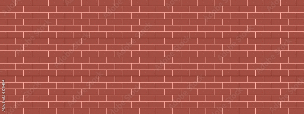 Wall mural red tiles background brick wall vector panorama illustration pattern seamless