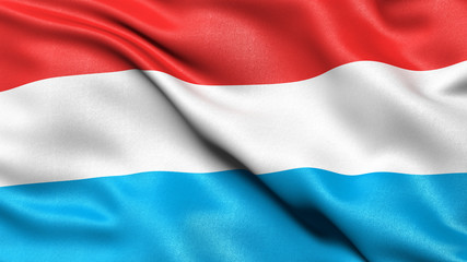 3D illustration of the flag of Luxembourg waving in the wind.