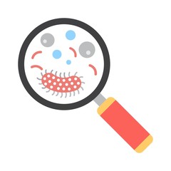 Obraz premium Virus icon in flat style. Infectious bacteria symbol. Covid-19, coronavirus sign.