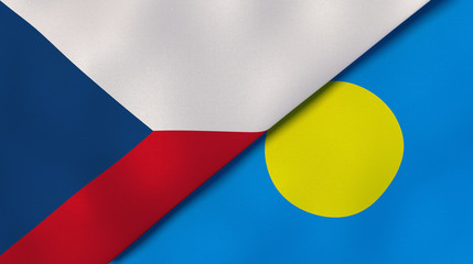 The flags of Czech Republic and Palau. News, reportage, business background. 3d illustration