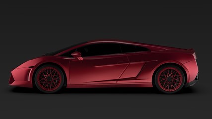 auto silhouette side view dark style 3d render sports car