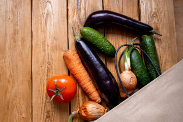 fresh vegetables on wooden table