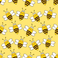 background cartoon bee seamless pattern design