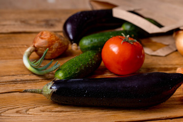 vegetables on a wooden board
