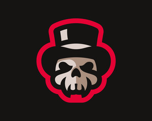 Skull in the hat modern mascot logo. Old skull emblem template for a sport and eSport team.