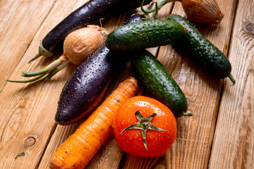vegetables on wooden table