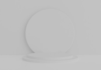 Product Pedestal, podium in white background. concept scene stage showcase for product & cosmetic, Abstract minimal geometrical scene. promotion sale, banner, discount, presentation. 3D render