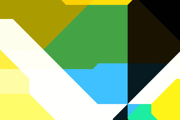 Layers of colorful and vibrant geometrical shapes. Digital illustration of a tech layout. Futuristic design template.