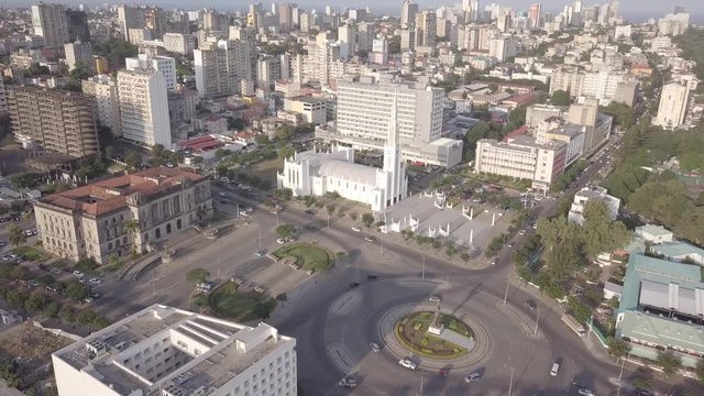 Independence Square with Samora Machel statue, City Hall and Cathedral of Maputo, Mozambique