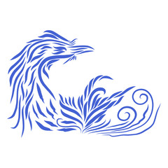 blue fairytale bird of paradise with elegant plumage