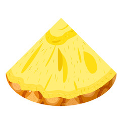 Fresh cut slice pineapple fruit isolated on white background. Summer fruits for healthy lifestyle. Organic fruit. Cartoon style. Vector illustration for any design.