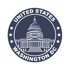 United States Capitol building icon in Washington DC isolated on white backgrpound