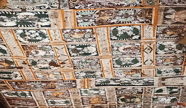 Fresco paintings of Ancient Ajanta Buddhist caves predominantly narrates the Jataka tales social story, an UNESCO World Heritage site near Aurangabad, Maharashtra, India