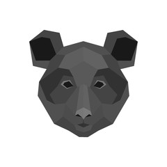 Polygonal abstract grey color head of a panda. Logo of the panda. Vector illustration