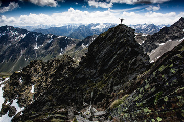 Wanderer standing on the summit of Rietzer Grie&szlig;kogel