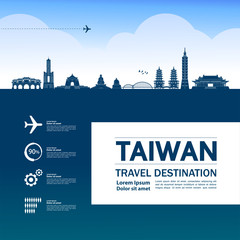 Taiwan travel destination grand vector illustration. 