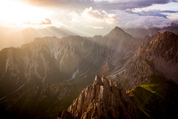 View on a mountainrange seen from the summit of the Reitherspitze