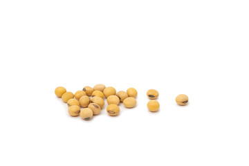 Beautiful Pile of Soybeans isolated on white background.