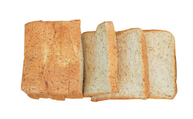 whole wheat bread in roll sliced on white isolated background