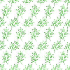Seamless pattern with hand-drawn leaves